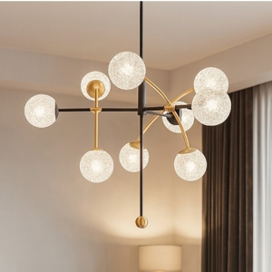 Lampadario nero oro per soggiorno salotto moderno fp