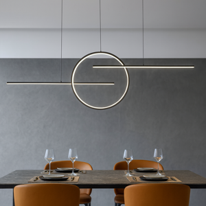 Lampadario a led 50w 3000k per soggiorno design moderno nero