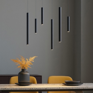 Lampadario moderno per tavolo soggiorno nero 6 luci led dimmerabile