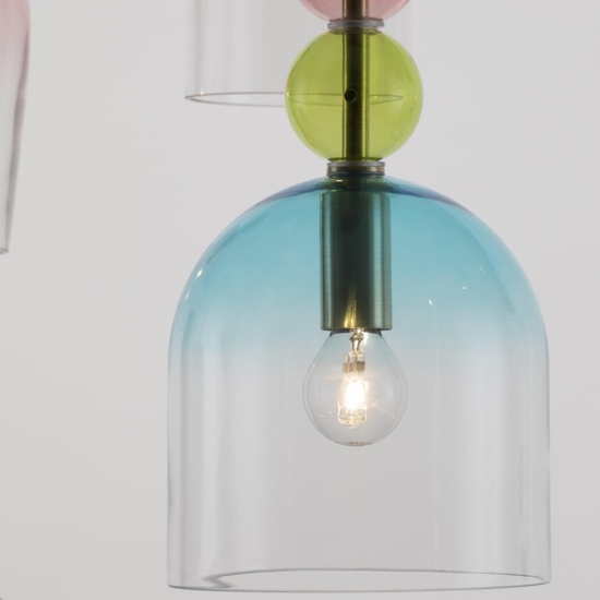 Lampadario per soggiorno moderno vetri multicolor pendenti