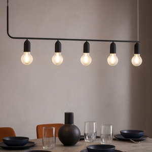 Lampadario nero sfere di vetro per soggiorno moderno fp
