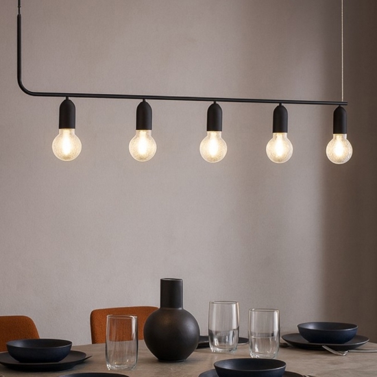 Lampadario nero sfere di vetro per soggiorno moderno fp