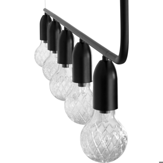 Lampadario nero sfere di vetro per soggiorno moderno fp