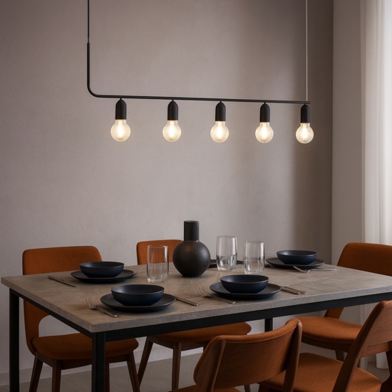Lampadario nero sfere di vetro per soggiorno moderno fp
