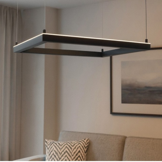 Lampadario quadrato 50cm moderno nero led 3000k dimmerabile