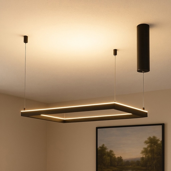 Lampadario quadrato 50cm moderno nero led 3000k dimmerabile