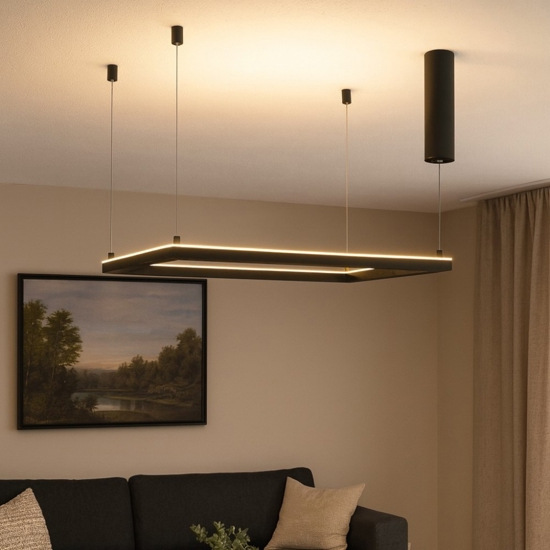 Lampadario quadrato 50cm moderno nero led 3000k dimmerabile