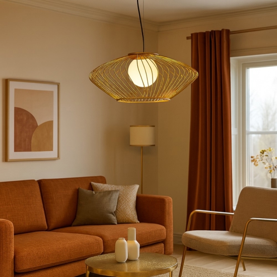 Maytoni lampadario design metallo oro per soggiorno plec