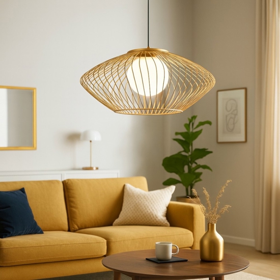 Maytoni lampadario design metallo oro per soggiorno plec