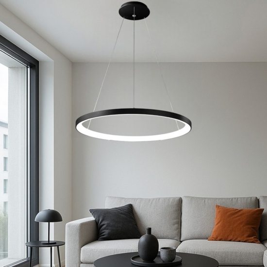 Lampadario vivida lifering nero led 80w 3000k 4000k moderno