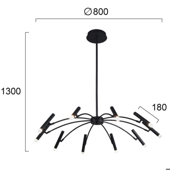 Lampadario led 50w per soggiorno moderno nero 3000k dimmerabile fp