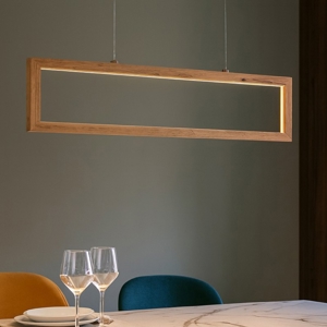 Lampadario di legno led 24w 3000k moderno per tavolo soggiorno
