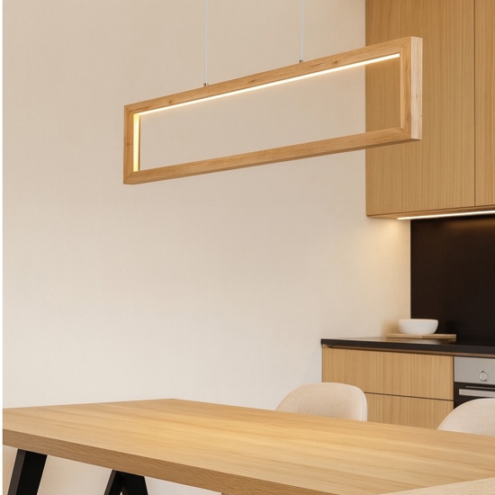 Lampadario di legno led 24w 3000k moderno per tavolo soggiorno