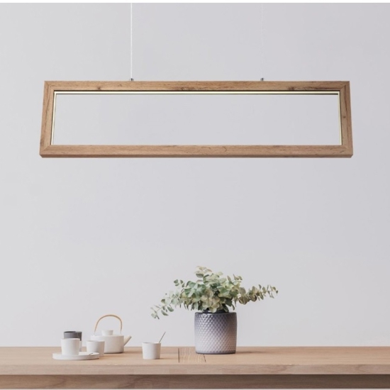 Lampadario di legno led 24w 3000k moderno per tavolo soggiorno