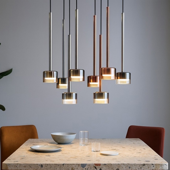 Lampadario vetri multicolor pendenti per soggiorno moderno