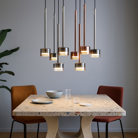 Lampadario vetri multicolor pendenti per soggiorno moderno