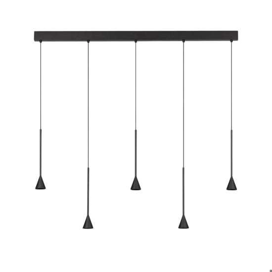 Lampadario moderno nero con pendenti per tavolo soggiorno