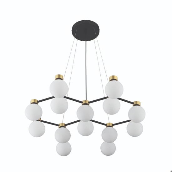 Lampadario per sala da pranzo stile contemporaneo nero oro