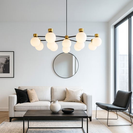 Lampadario per sala da pranzo stile contemporaneo nero oro