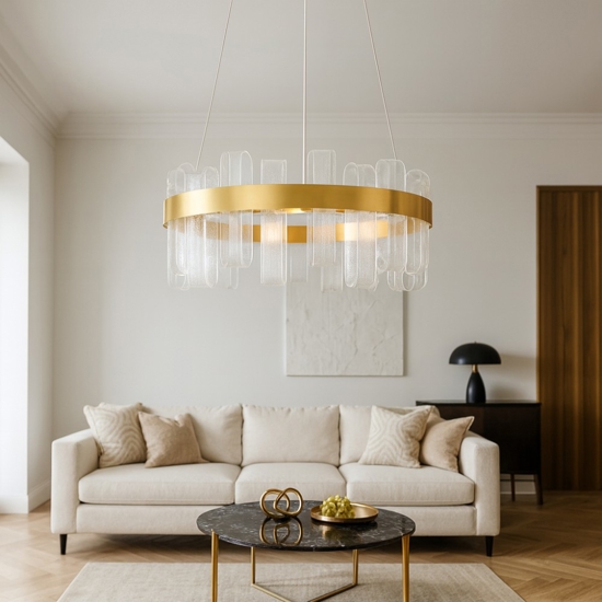 Lampadario elegante moderno per soggiorno dorato deisgn
