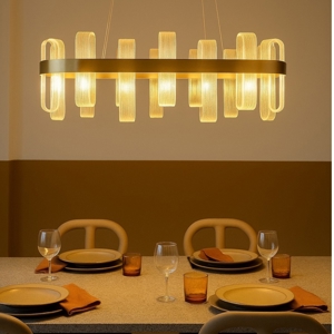 Lampadario led 82w 3000k elegante moderno dorato per soggiorno