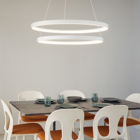 Lampadario krizia s2 gea luce bianco moderno 2 cerchi led
