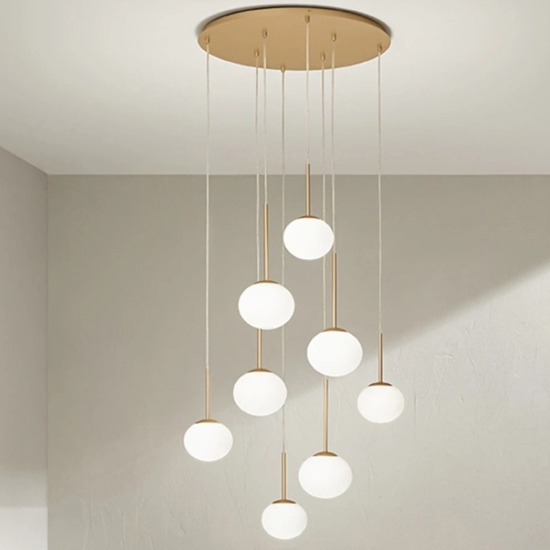 So jewel 8 ondaluce lampadario oro sfere di vetro moderno