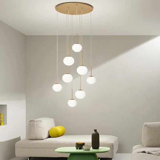 So jewel 8 ondaluce lampadario oro sfere di vetro moderno