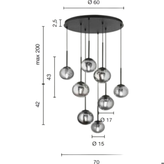 So jewel 8 ondaluce lampadario oro sfere di vetro moderno