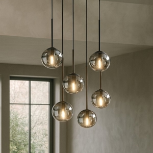 Visualizza i dettagli per So jewel ondaluce lampadario 6 luci nero 6 sfere vetro fume So jewel ondaluce lampadario 6 luci nero 6 sfere vetro fume