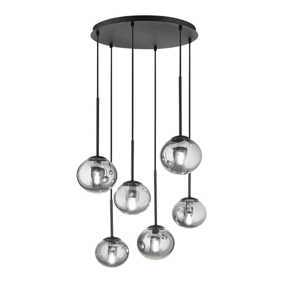 So jewel ondaluce lampadario 6 luci nero 6 sfere vetro fume