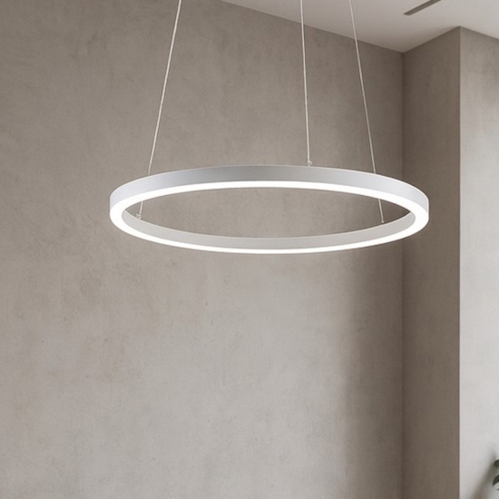 Lampadario led 60 38w 3000k cerchio bianco moderna vivida hurricane