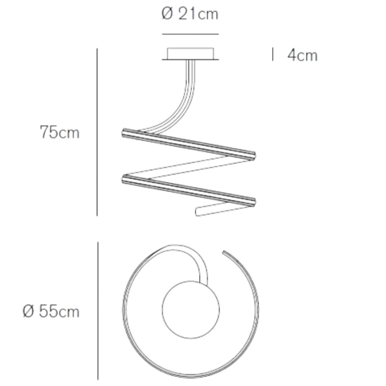 Lampadario led bianco 48w 4000k vivida ribbon design