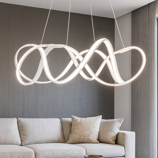 Lampadario curls vivida design moderno per soggiorno led 60w 3000k dimmerabile