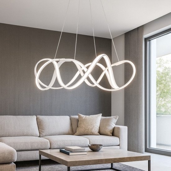 Lampadario curls vivida design moderno per soggiorno led 60w 3000k dimmerabile