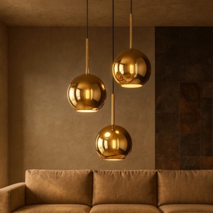 Lampadario moderno 3 vetri specchiati oro top light future