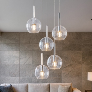 Lampadario moderno top light per soggiorno vetri trasparenti