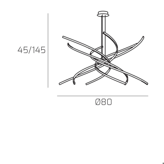 Lampadario moderno led 69w 4000k tornado nero toplight per soggiorno