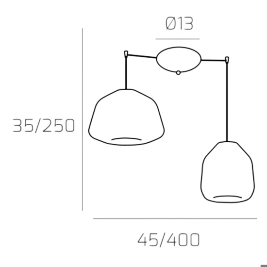 Lampadario moderno con decentrato vetri trasparenti per soggiorno