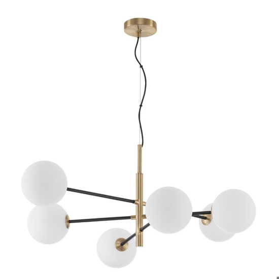 Lampadario elegante per soggiorno nero oro sfere vetro