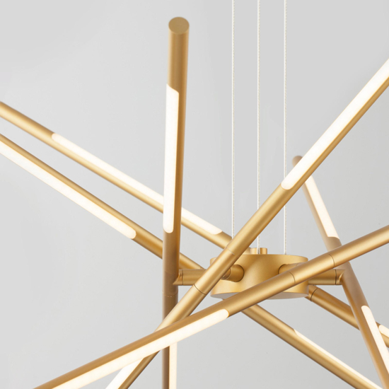 Lampadario design moderno oro bacchette led per soggiorno