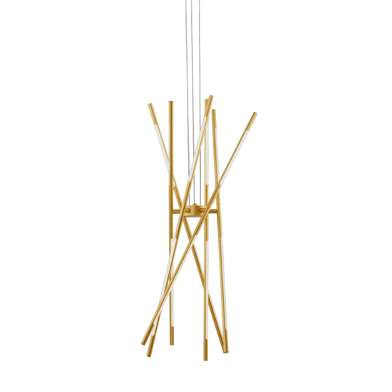 Lampadario design moderno oro bacchette led per soggiorno
