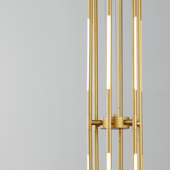 Lampadario design moderno oro bacchette led per soggiorno