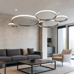 Lampadario moderno so pois ondaluce silver led 60w 4000k