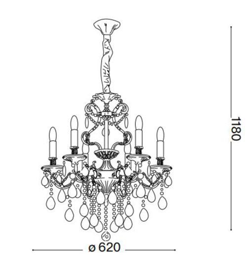 Gioconda sp6 lampadario di cristallo goccia argento 6 luci ideal lux