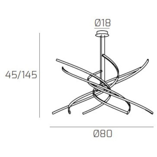 Top light tornado lampadario led 69w 3000k oro brunito