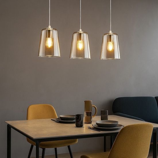 Lampadario moderno vetri ambra per soggiorno shaded toplight