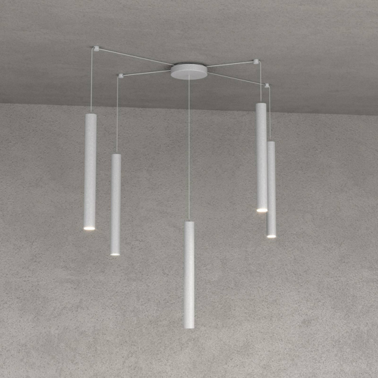 Lampadario pendenti con decentramento cilindri grigio top light