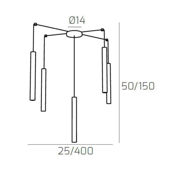 Lampadario pendenti con decentramento cilindri grigio top light