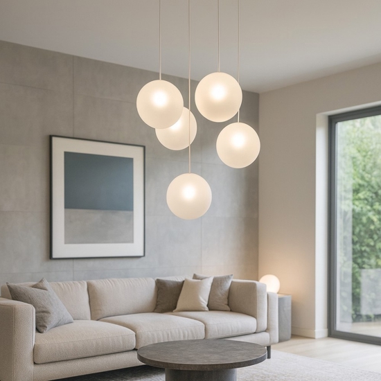Toplight lampadario moderno per soggiorno vetri bianchi